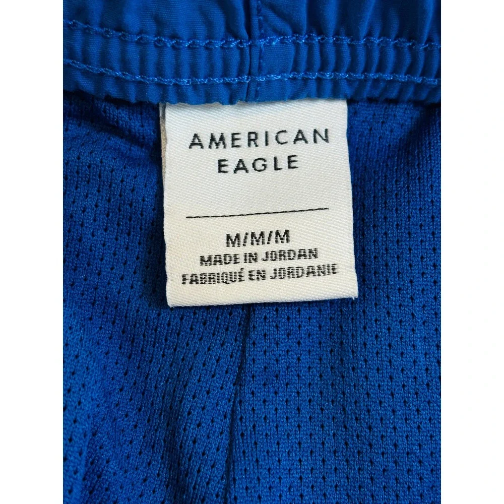 American Eagle Mens Blue Swim Trunks Mesh Lined Drawstring Board Shorts Size M